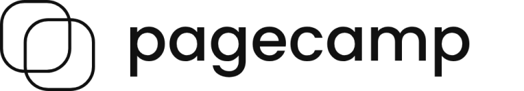 logo de pagecamp avec deux carres qui se superposent et le mot pagecamp